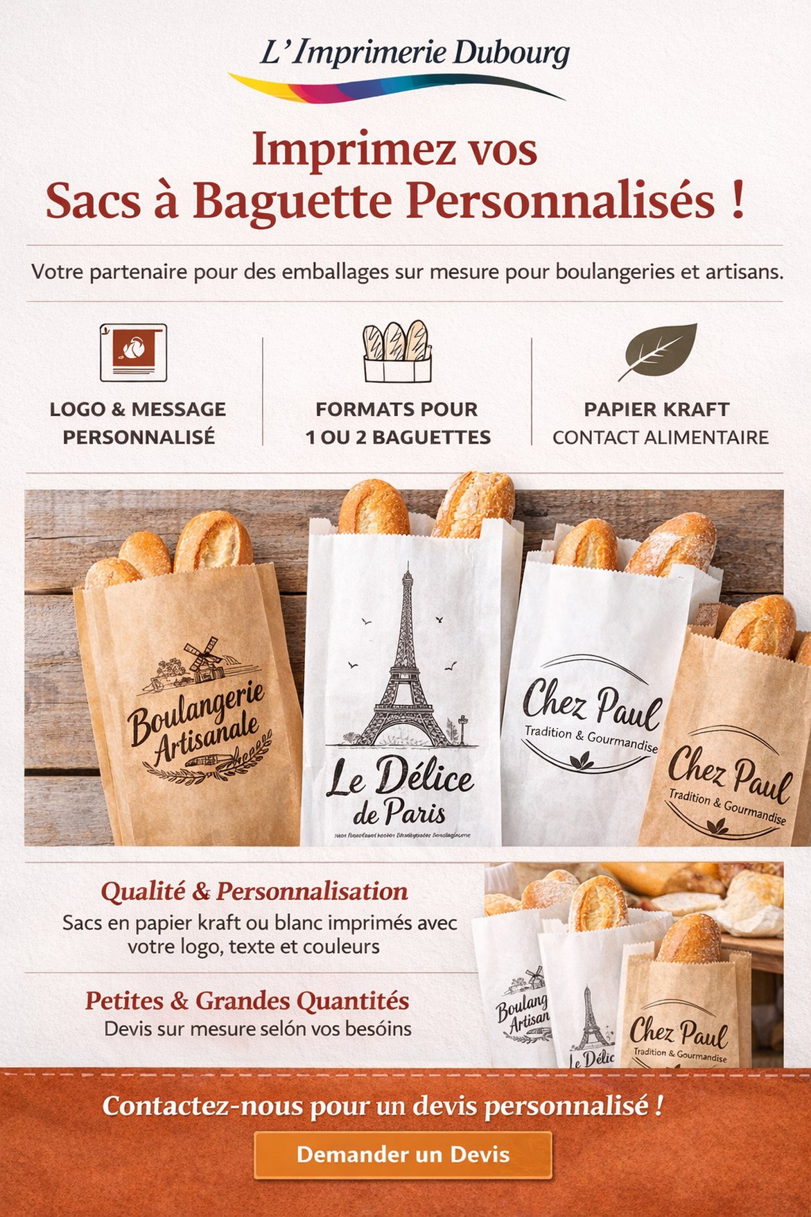 Sacs à baguette personnalisés